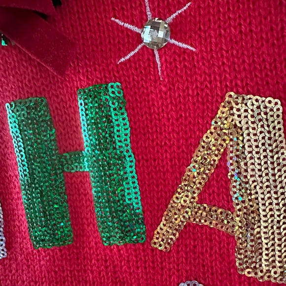 Holiday Time Oh What Fun Christmas Sweater Bells Sequins Size Large Womens - Picture 6 of 13